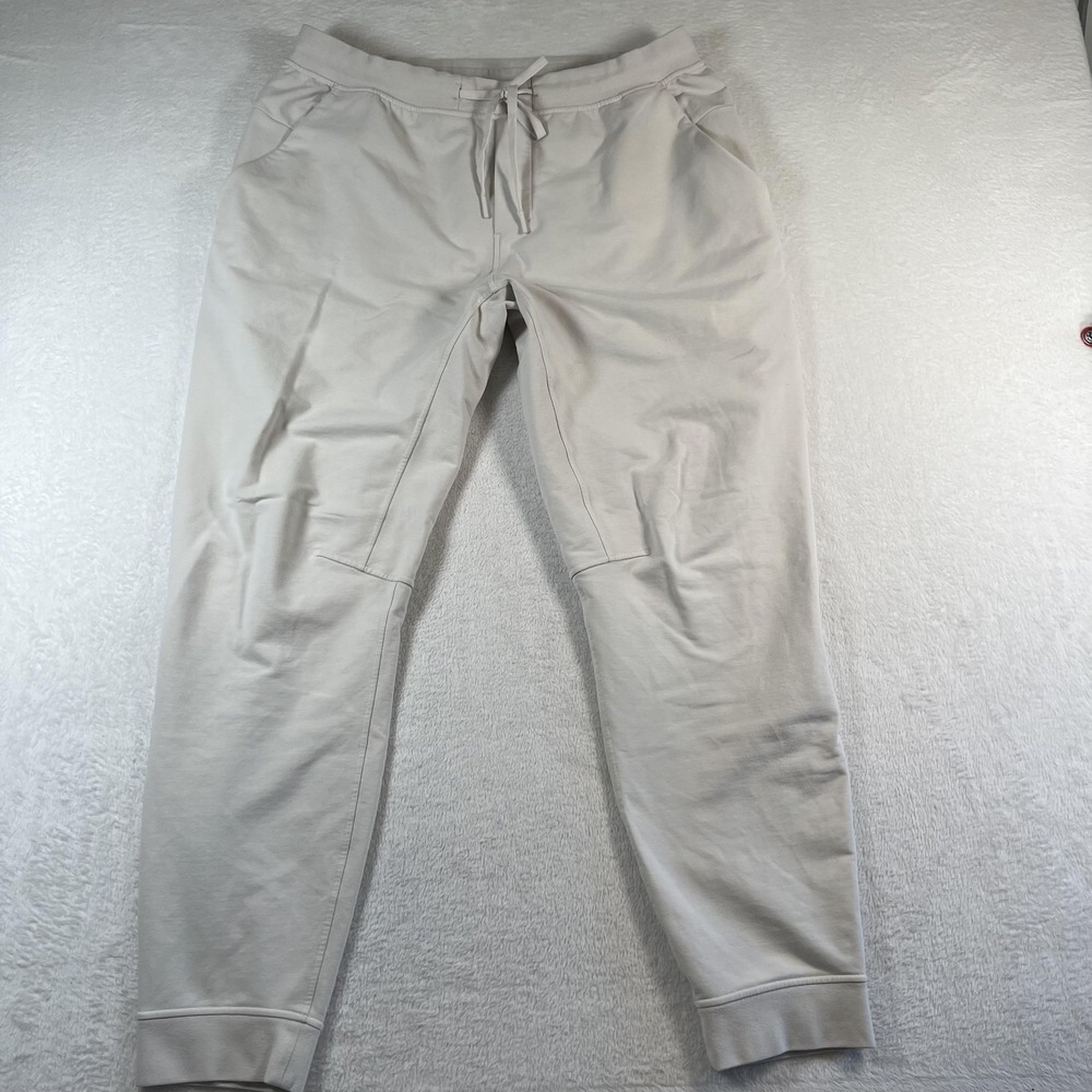 Lululemon ABC Jogger Mens XL Beige Knit Joggers Drawstring Zip Pocket Athletic